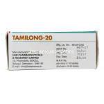 タミロング 20　ノルバデックスジェネリック　タモキシフェン 20mg 錠　箱　製造元 HAB社